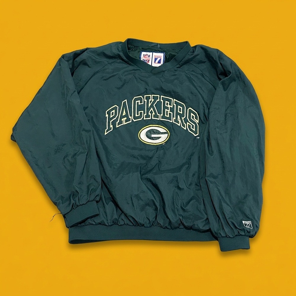 Vintage Green Bay Packers Windbreaker Pullover Jacket Large Logo 7 NFL Game Day
